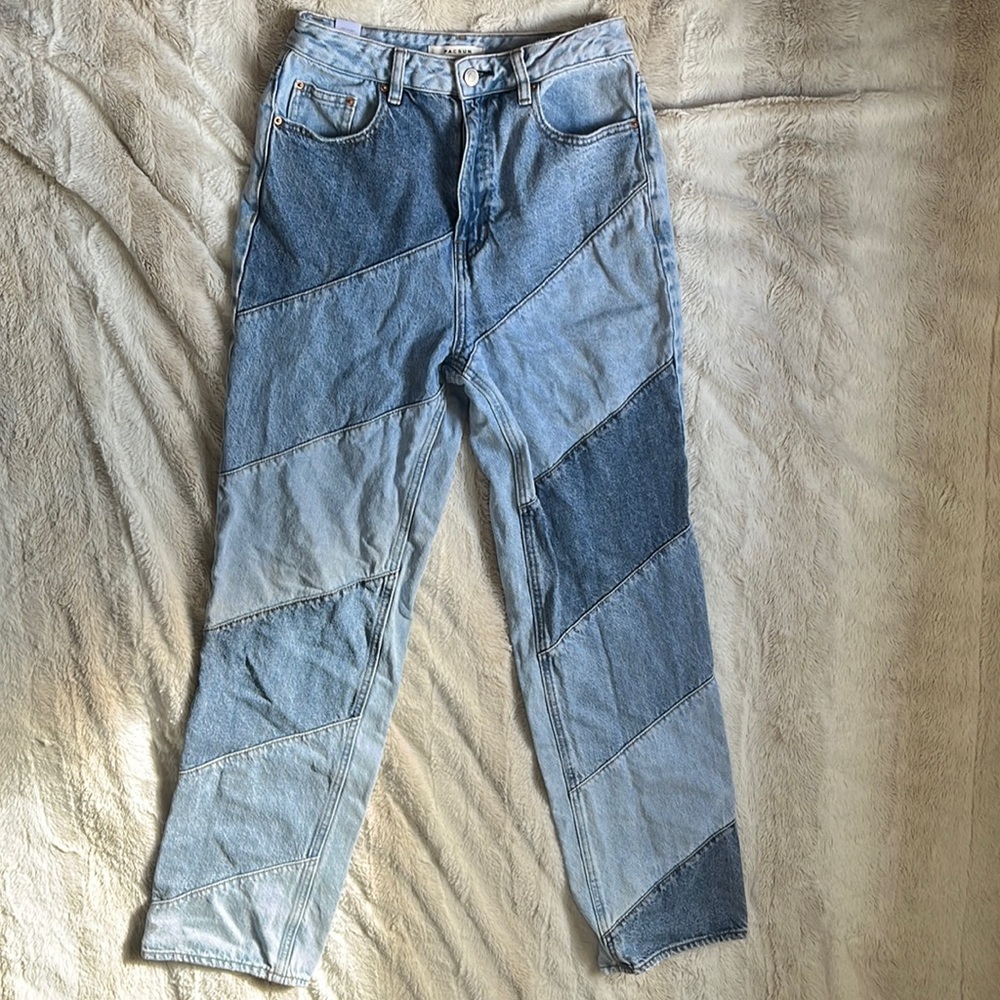 Real denim striped pants size 8, high waist